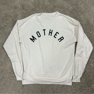 MOTHER Cream Crewneck Sweatshirt with Black Logo